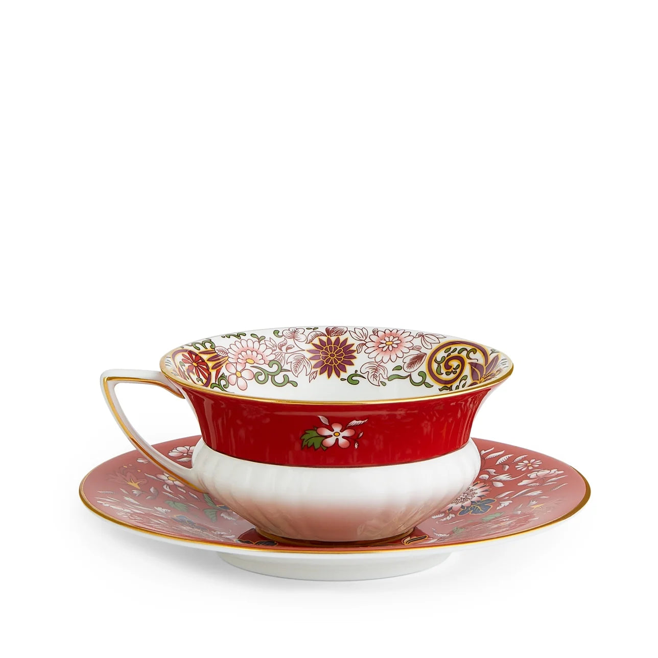 Crimson Orient Teacup & Saucer Set