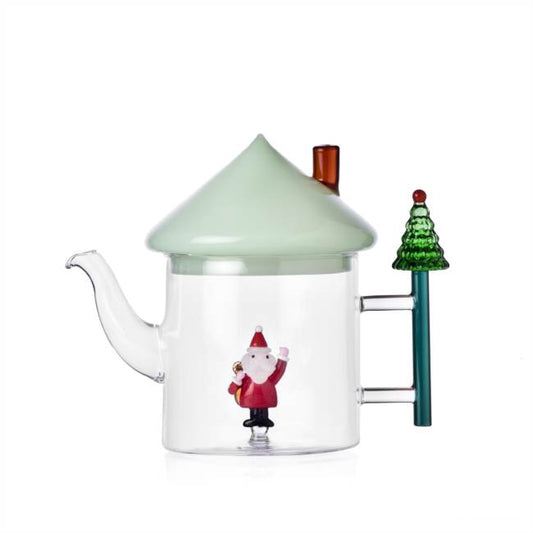 Teapot Santa Claus green lid