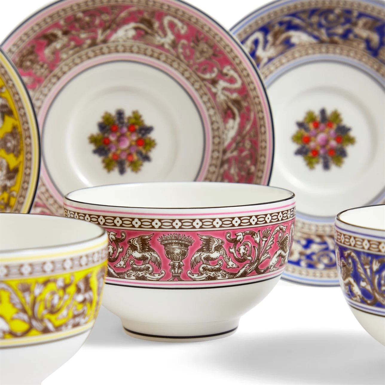 Tea Bowl & Saucer, Set of 6 Mixed Colors