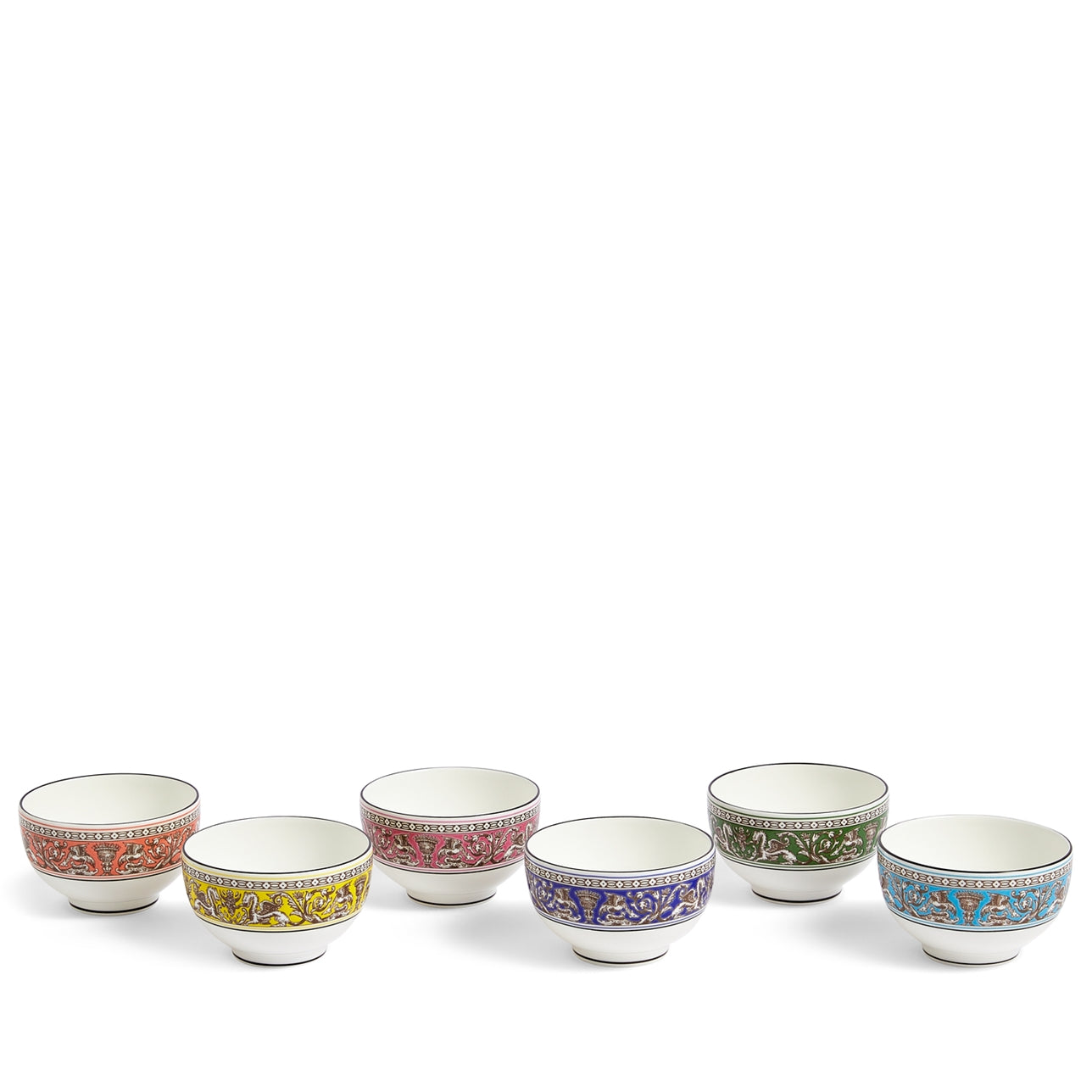 Tea Bowl & Saucer, Set of 6 Mixed Colors