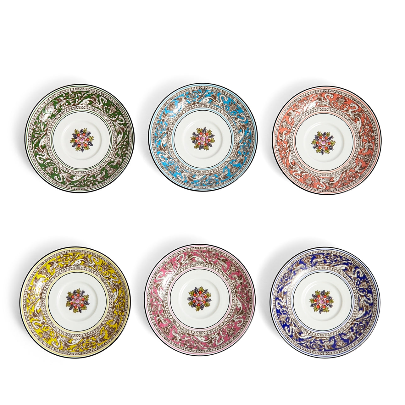 Tea Bowl & Saucer, Set of 6 Mixed Colors