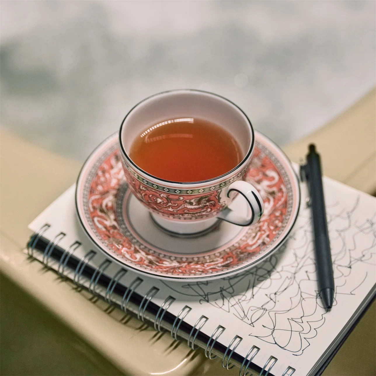 Florentine Salmon Teacup Saucer