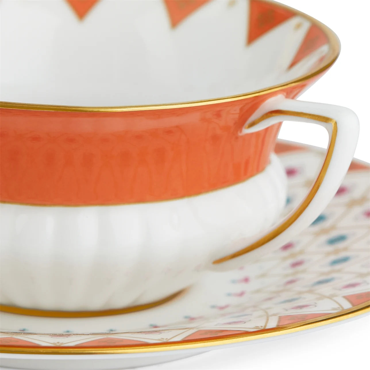 Peony Diamond Teacup & Saucer Set