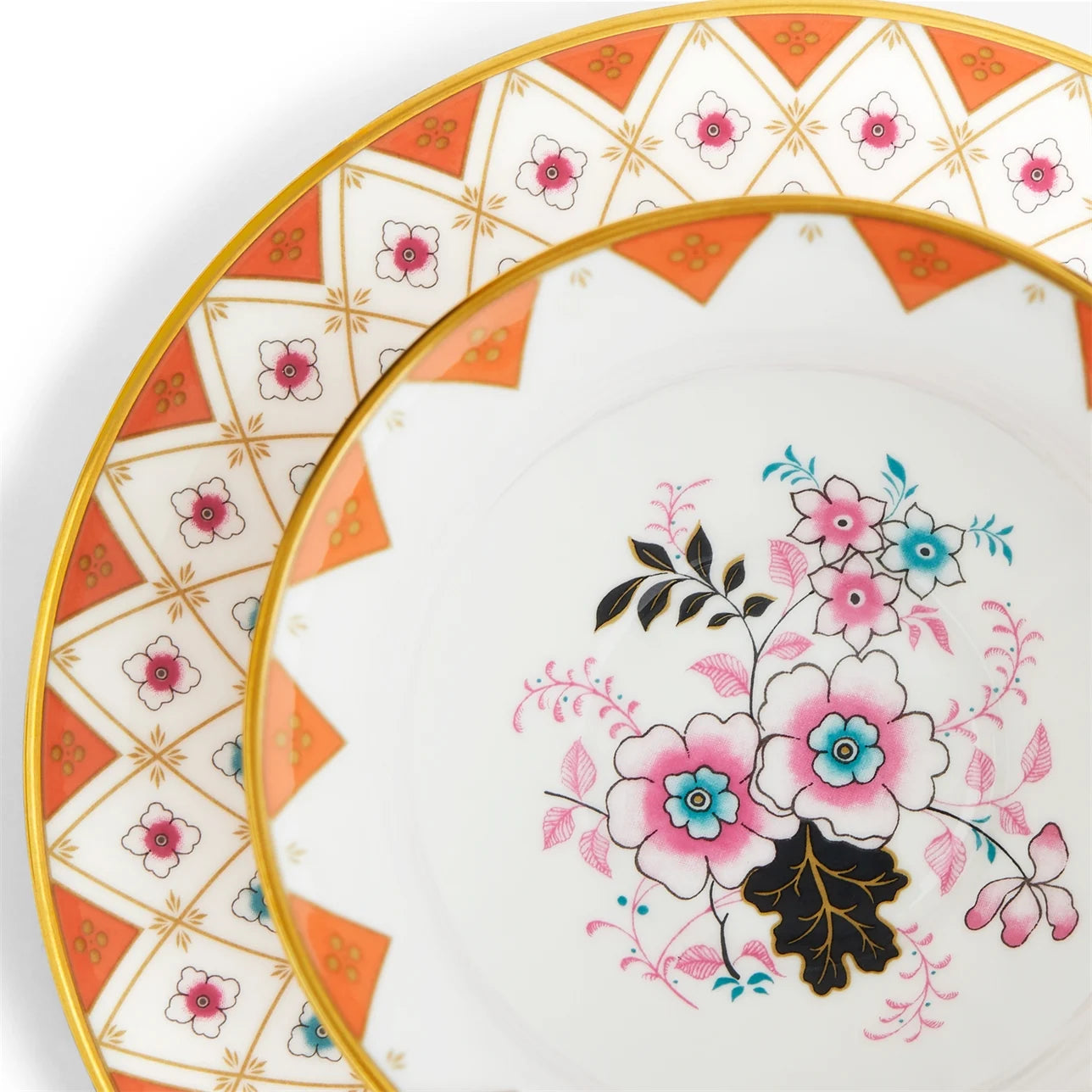 Peony Diamond Teacup & Saucer Set