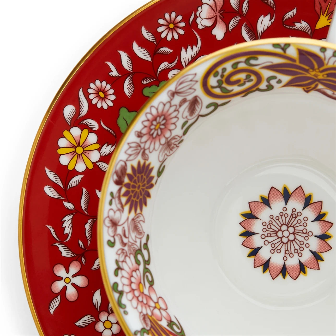 Crimson Orient Teacup & Saucer Set