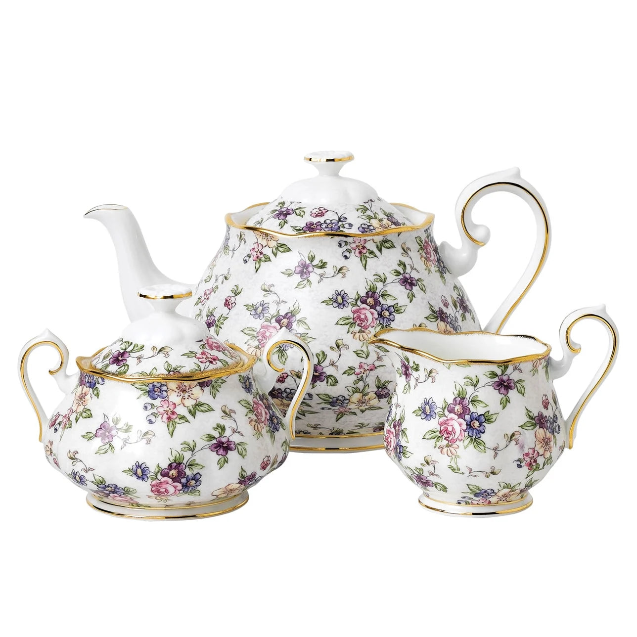 1940 English Chintz 3-Piece Tea Set