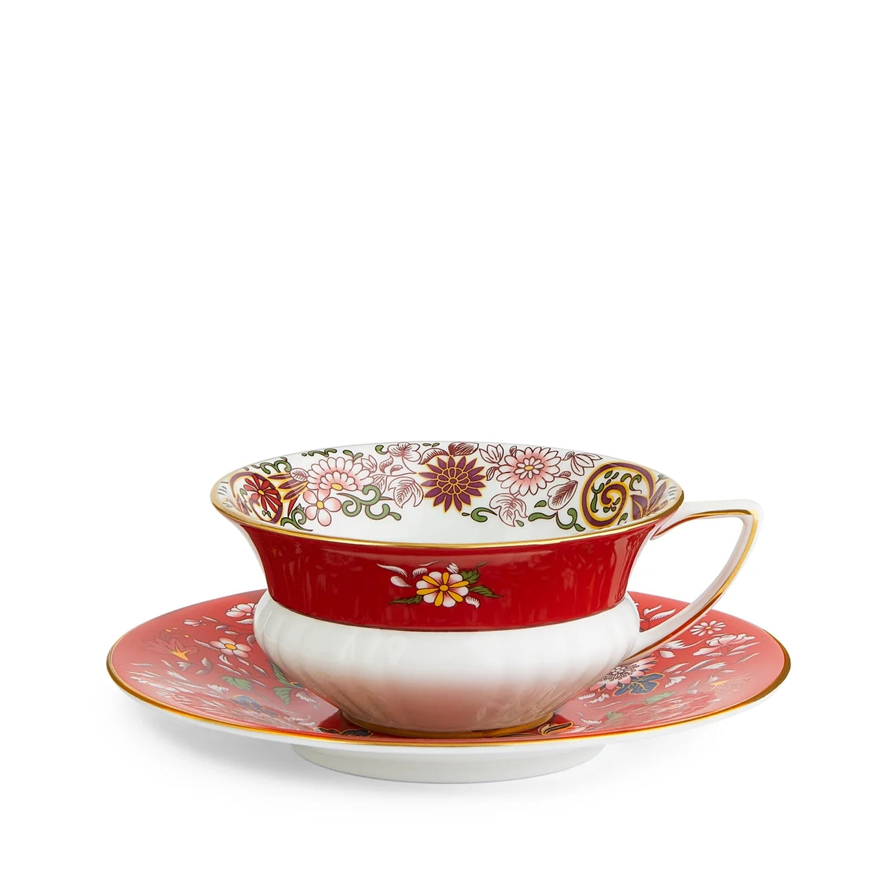 Crimson Orient Teacup & Saucer Set
